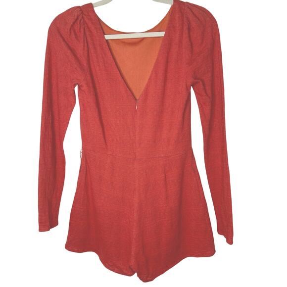 Ark & Co Salmon High Neck Long Sleeve V Back Zip Embroidered Zip Romper S - Picture 3 of 15